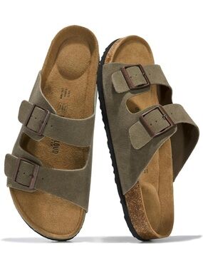 PROJECT CLOUD Men’s Sandals 100% Genuine Leather & Memory Foam Cork Footbed